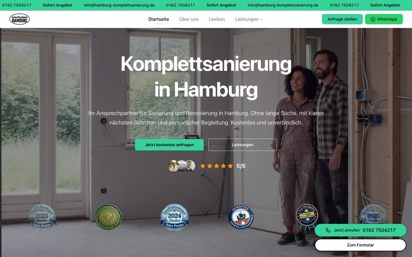 Website von Komplettsanierung Hamburg